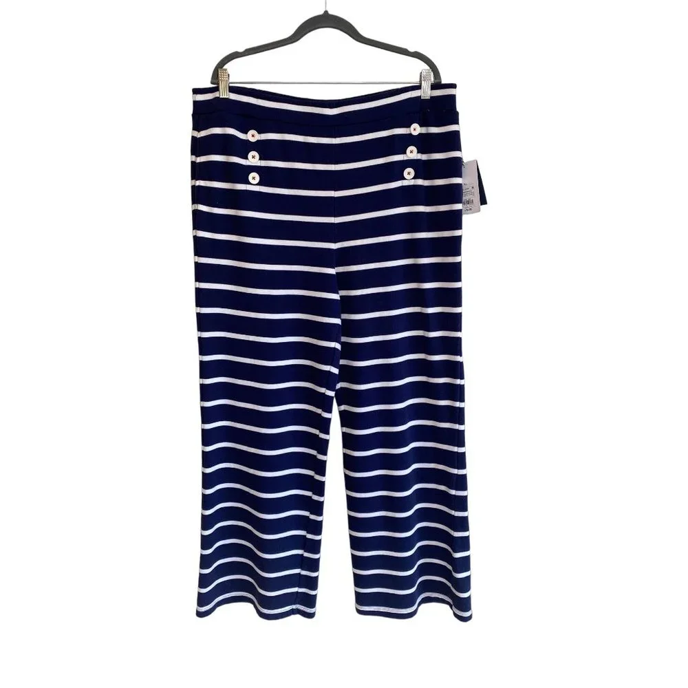 NWT Vineyard Vines For Target Womens Blue Sailor Nautical Striped Pants XL NEW - Picture 3 of 13